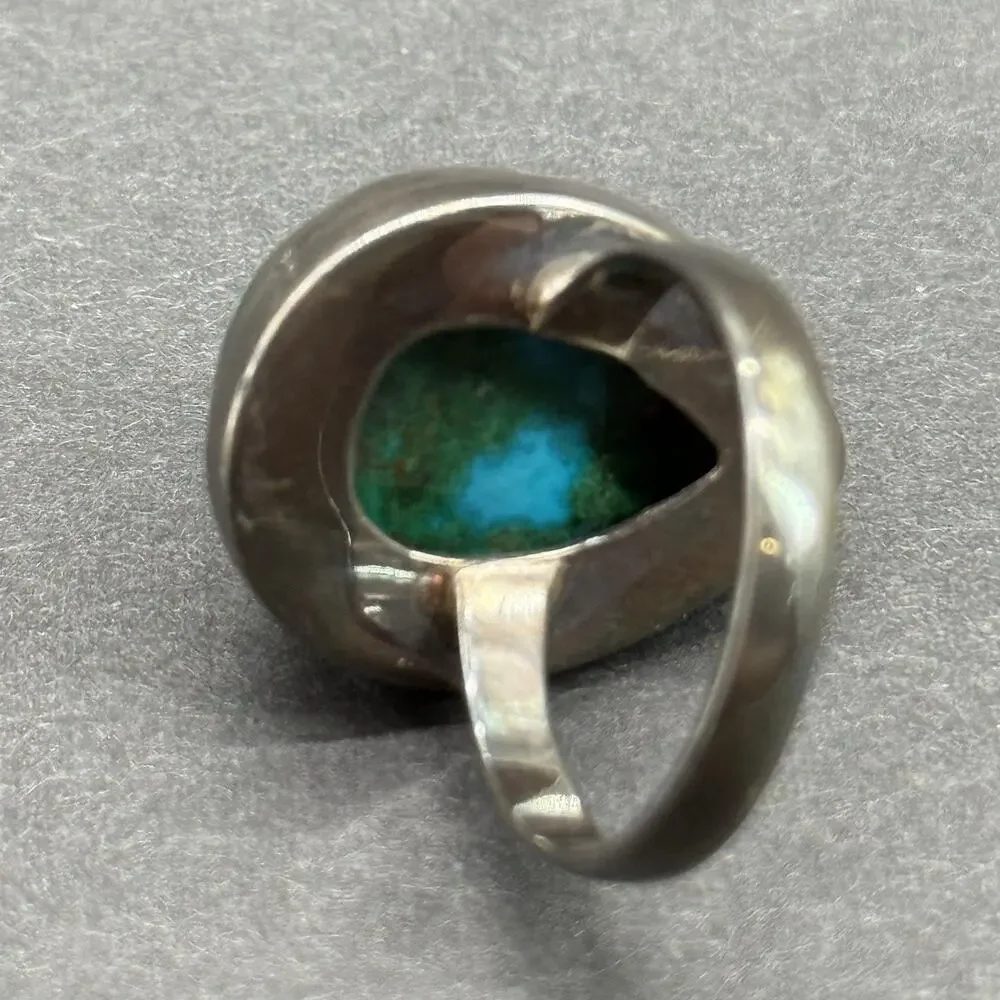 STS Indonesia 925 Sterling Silver Tiger's Eye Cuff Pendant Malachite Ring Set